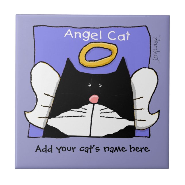 Angel Tuxedo Cat Personalize Kakelplatta (Framsidan)