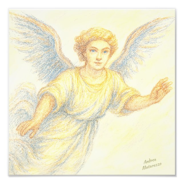 Angel under flygning med leende fototryck (Framsidan)