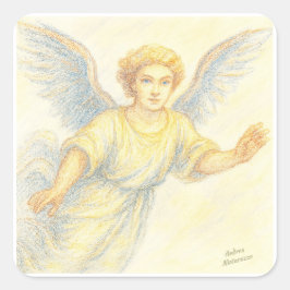 Angel under flygning med leende fyrkantigt klistermärke