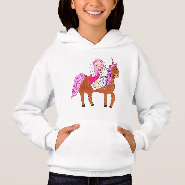 Angel Unicorn Flicks Pullover Hoodie T Shirt (Framsida)