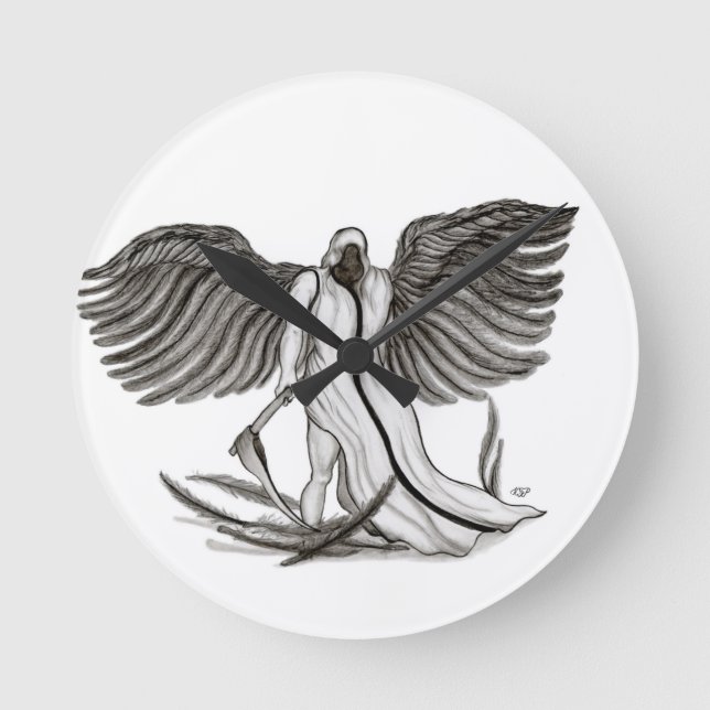 Ängel Uriel Rund Klocka (Framsida)