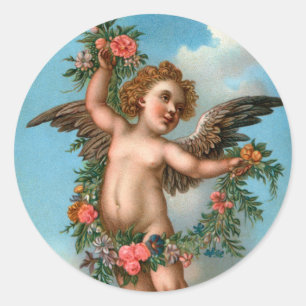 Angel Valentines day Stickers Runt Klistermärke