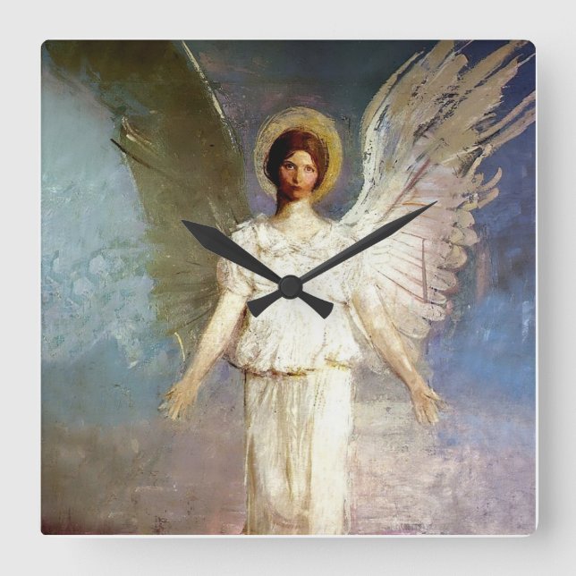 "Angel vid Noon" av Abbott Thayer Fyrkantig Klocka (Framsida)