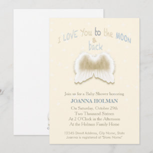 Angel Vingar Baby Shower Card Inbjudningar