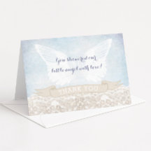 Angel Vingar Baby Shower eller Baptism Tackkort