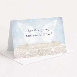 Angel Vingar Baby Shower eller Baptism Tackkort