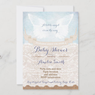 Angel vingar Baby Shower-inbjudningar för Boy Inbjudningar