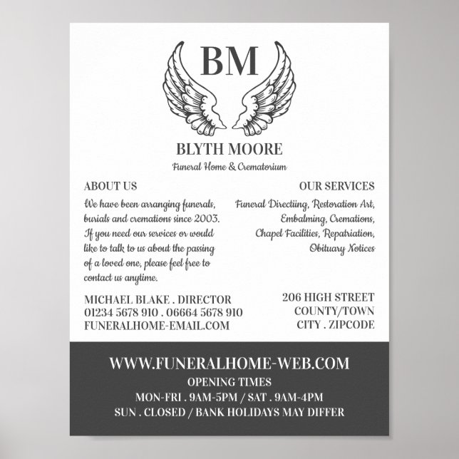 Angel Vingar, begravningsplats, direktörer Poster (Framsidan)