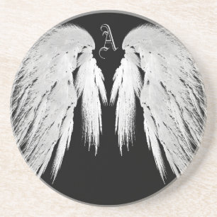ANGEL VINGAR Black Anpassningsbar Monogram Underlägg Sandsten
