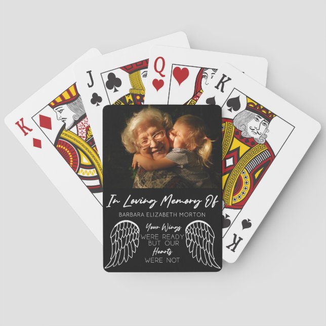 Angel Vingar Black Anpassningsbar Photo Memorial G Casinokort (Baksidan)