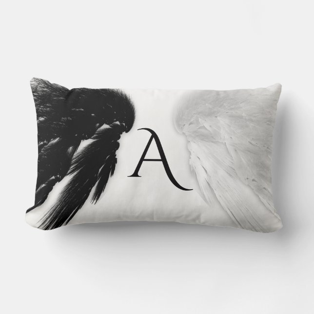 ANGEL VINGAR Black + White Monogram Lumbarkudde (Framsida)
