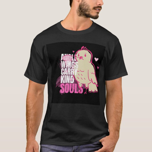 Angel Vingar Carry Kind Soul Bird med Heart Bran f T Shirt (Framsida)