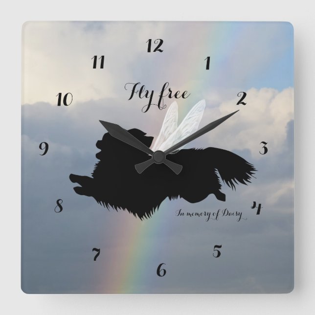 Angel Vingar Chihuahua Memorial Wall Clock Fyrkantig Klocka (Framsida)