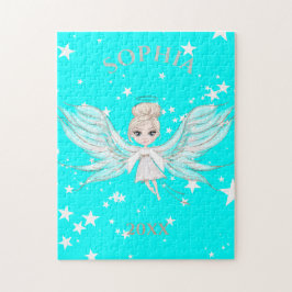 Angel Vingar Cute Blue White Jigszle Puzzle Pussel
