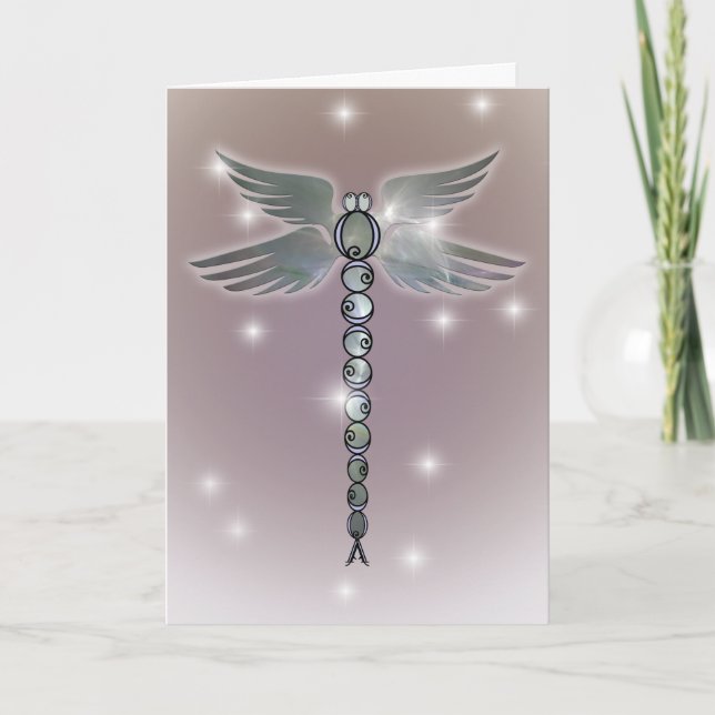 Angel Vingar Dragonfly of Light with Blue Accents Kort (Framsida)