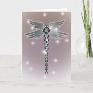 Angel Vingar Dragonfly of Light with Blue Accents Kort