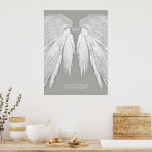 ANGEL VINGAR Elegant Grått Bröllop Poster
