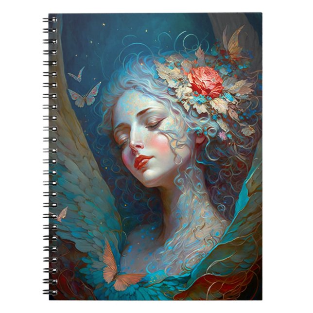Angel Vingar Fantasy Art Notebook Anteckningsbok (Framsidan)