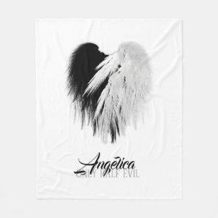 ANGEL VINGAR HEART Black+White Endast hälften Evil Fleecefilt