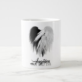 ANGEL VINGAR HEART Black+White Endast hälften Evil Jumbo Mugg