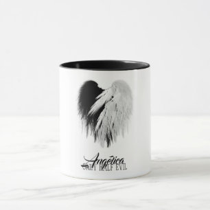 ANGEL VINGAR HEART Black+White Endast hälften Evil Mugg