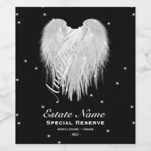 ANGEL VINGAR Heart Starry Night Black Vinflaska Etikett