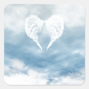 Angel Vingar i Cloudy Blå himmel Fyrkantigt Klistermärke