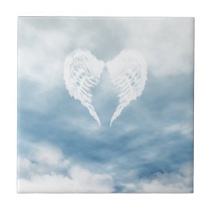 Angel Vingar i Cloudy Blå himmel Kakelplatta