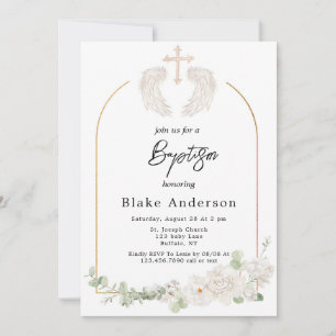 Angel Vingar Kor Guld Baby Baptism Inbjudningar