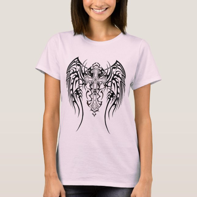 Angel Vingar Kor Mönster Tee Shirt (Framsida)