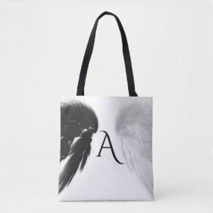 ANGEL VINGAR Monogram Black + White Tygkasse