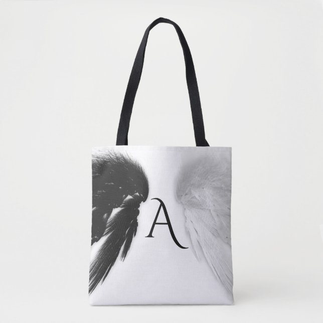 ANGEL VINGAR Monogram Black + White Tygkasse (Framsida)