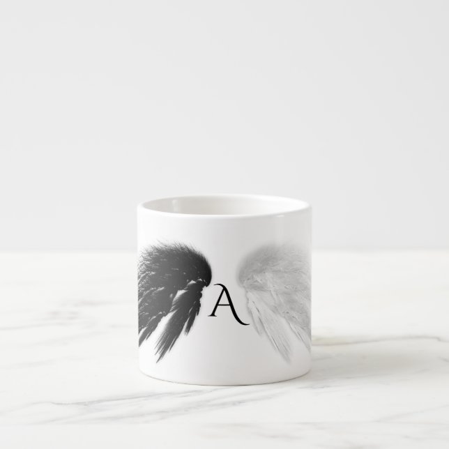 ANGEL VINGAR Monogram "Endast halvondska" Lusnyj Espressomugg (Framsidan)