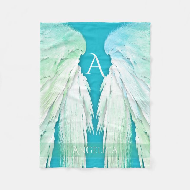 ANGEL VINGAR Monogram Namn Fresh Ombre Fleecefilt (Framsidan)
