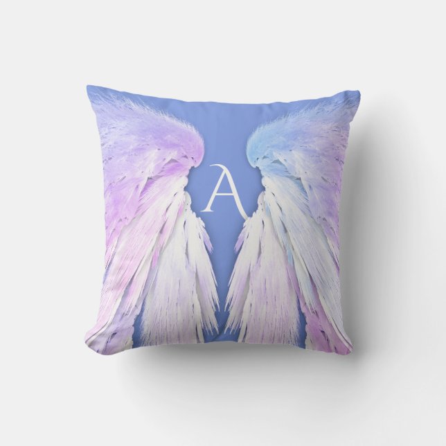 ANGEL VINGAR Monogram Soft Blue Rosa Dreamy Kudde (Framsida)