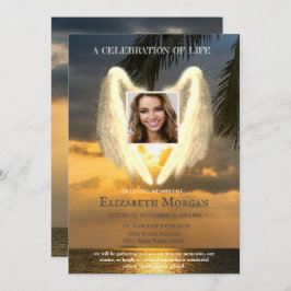 Angel Vingar Ocean Sunset Photo Firande of Life Inbjudningar