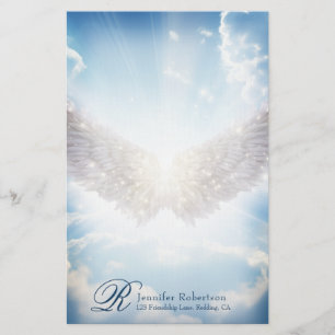 Angel Vingar och Clouds Monogram Stationery Brevpapper