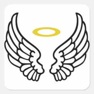 Angel Vingar och Halo Fyrkantigt Klistermärke