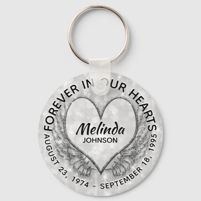 Angel Vingar och Heart Memorial Nyckelring (Framsida)