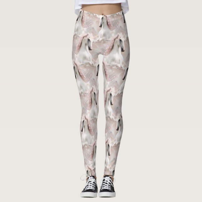 Angel Vingar Rosa Unicorn med Sparkles Leggings (Framsida)