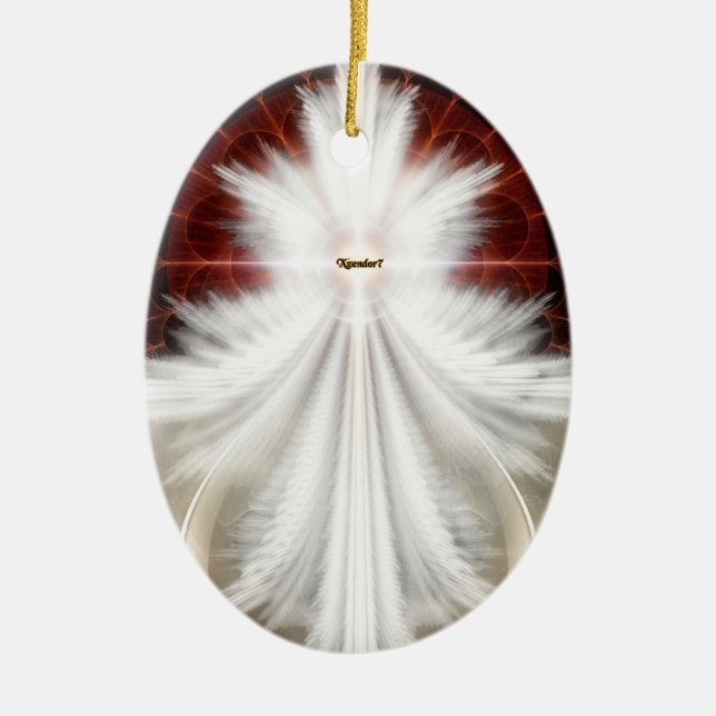 Angel Vingar Snowflake Fractal Art Julgransprydnad Keramik (Framsidan)