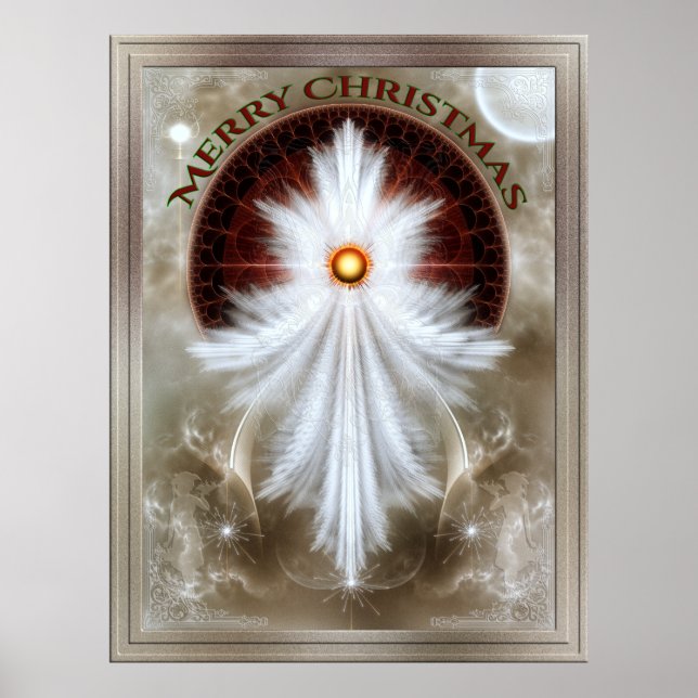 Angel Vingar Snowflake God jul Poster (Framsidan)