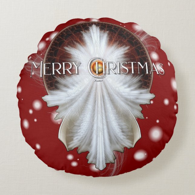 Angel Vingar Snowflake God jul TW ISO Rund Kudde (Framsidan)