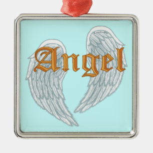 Angel Vingar square metall ornament