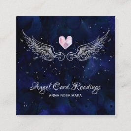 *~* Angel Vingar Starry Crystal Heart Natt Himlar Fyrkantigt Visitkort