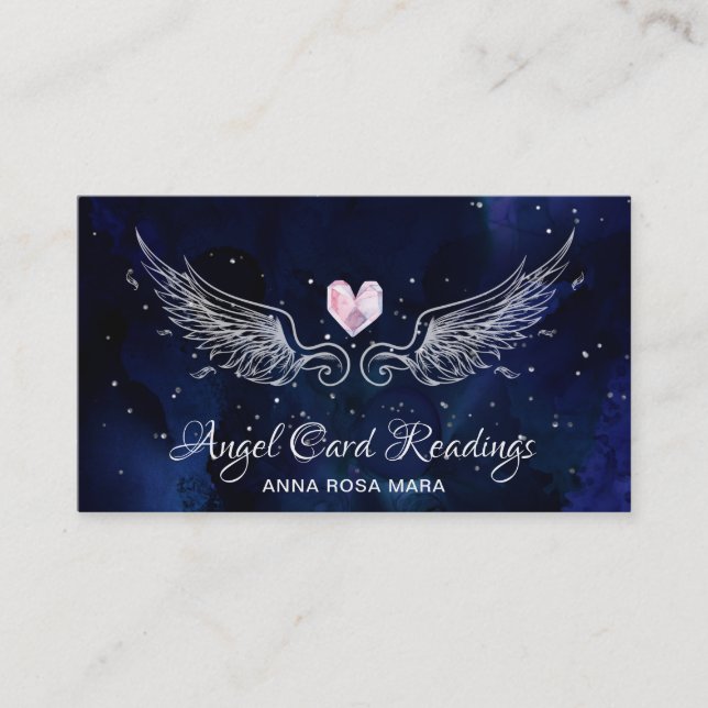 *~* Angel Vingar Starry Night Himlar Crystal Heart Visitkort (Framsida)