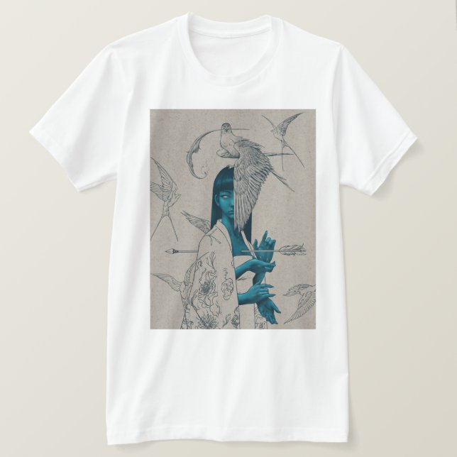Angel Vingar T-shirt - Minimal Andlig Art (Design framsida)