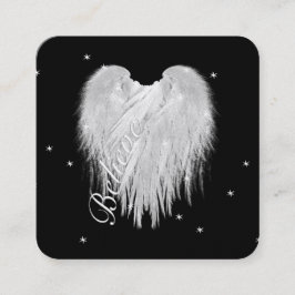 ANGEL VINGAR "Tro" Heart Black Starry Natt Fyrkantigt Visitkort