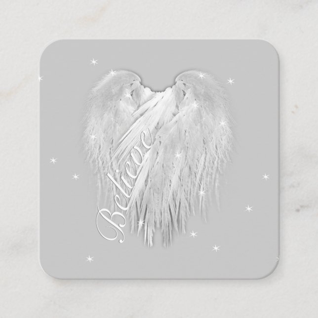 ANGEL VINGAR "Tro" Magic Heart Fyrkantigt Visitkort (Framsida)