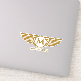 Angel Vingar Vintage Golden Namn Initial Monogram Klistermärken